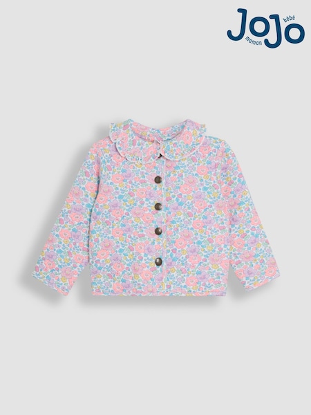 JoJo Maman Bébé Lilac Purple Floral Collared Quilted Jacket (AU4623) | AED157 - AED175