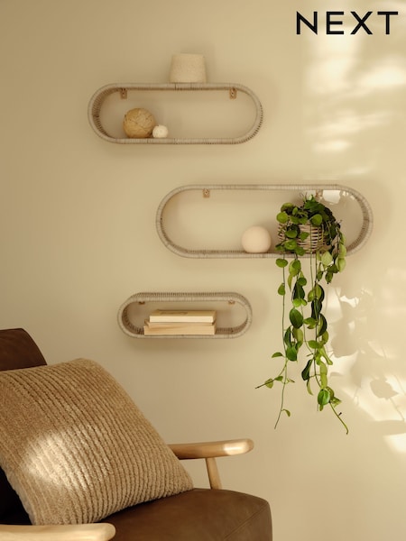 Natural Woven Set of 3 Wall Shelves (AU4706) | AED231