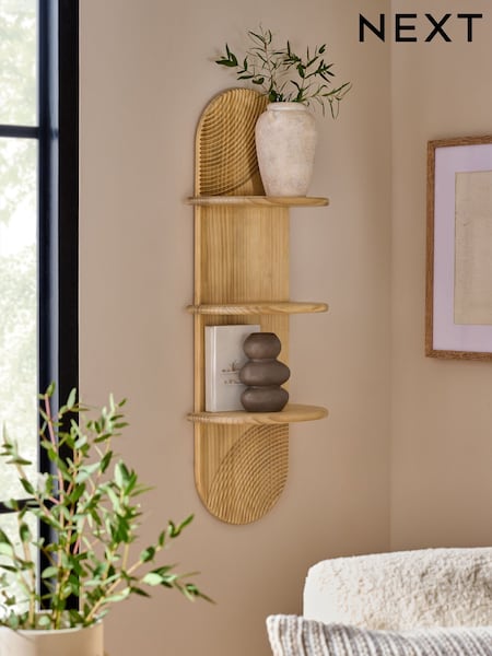 Natural Carved 3 Tier Wall Shelf (AU4711) | €79
