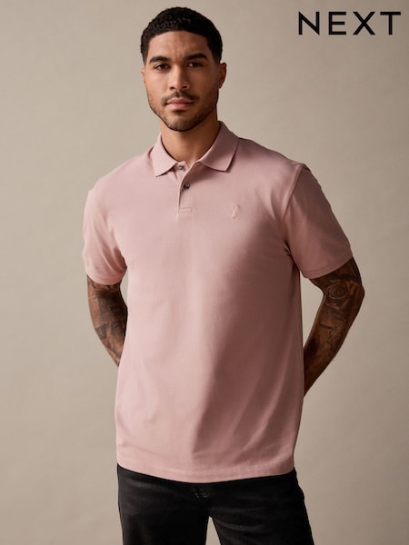 Dusky Pink Regular Fit Short Sleeve Pique Polo Shirt (AU4730) | €19