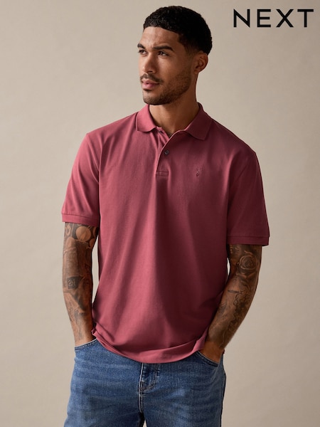 Mid Red Regular Fit Short Sleeve Pique Polo Shirt (AU4731) | €21