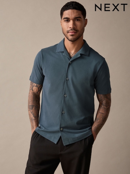 Blau - Short Sleeve Pique Shirt (AU4732) | CHF 32