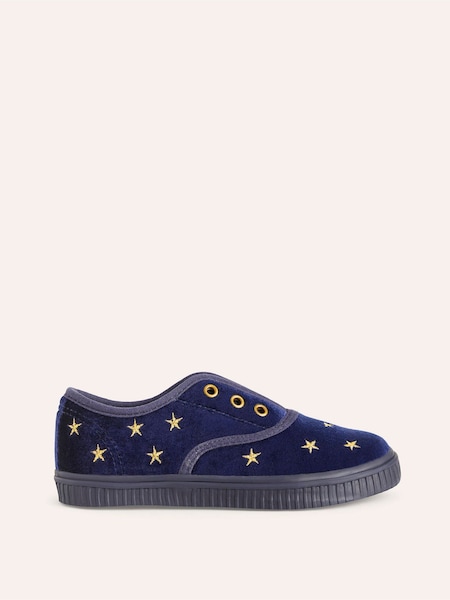 Boden Blue Laceless Velvet Pull-Ons Christmas Shoes (AU4759) | €22 - €27
