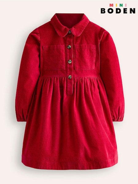 Boden Red 100% Cotton Aubrey Puff Sleeve Shirt Dress (AU4790) | AED122 - AED136