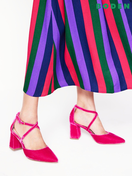 Boden Pink Strap Block Heel Point Courts (AU4826) | AED407