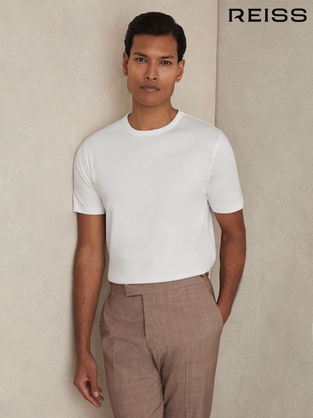 Reiss White Count Mercerised-Cotton Crew-Neck T-Shirt (AU4877) | €63