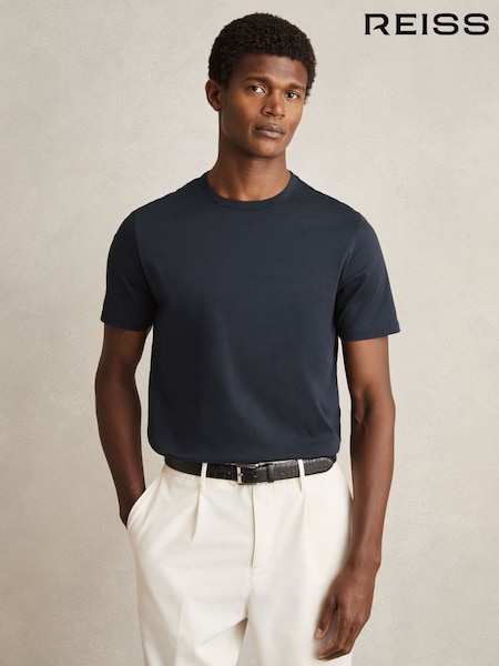 Reiss Navy Count Mercerised-Cotton Crew-Neck T-Shirt (AU4878) | €70