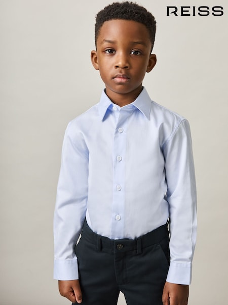 Azul suave - Reiss Remote Slim-Fit Cotton Shirt (AU4890) | 35 €