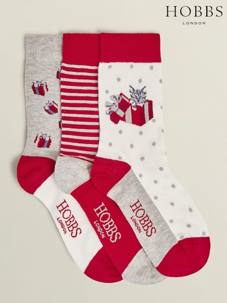 Hobbs Red Christmas Cat Socks Set (AU4922) | €32