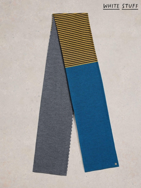 White Stuff Blue 100% Cotton Hotchpotch Merino Scarf (AU4936) | €24