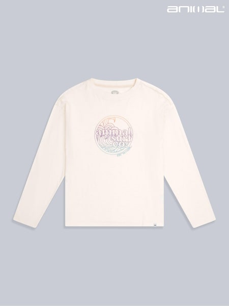 Alb - Animal Lola Womens 100% Cotton Mânecă lungă Top (AU4939) | 182 LEI