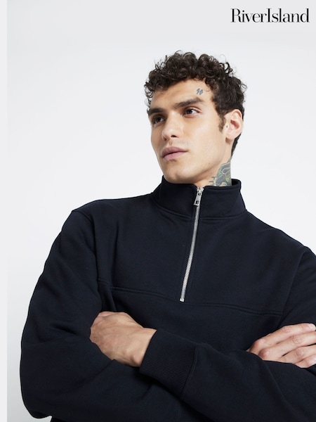 River Island Black Essential Funnel Hoddie (AU4958) | R$ 315