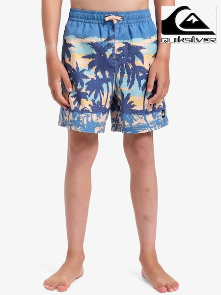 Quiksilver Blue Youth Tropical Print Everyday Straight Volley Swim Shorts (AU4986) | €42