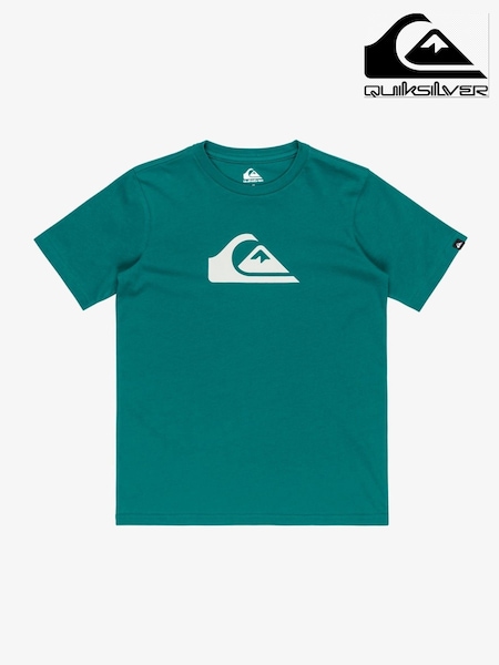 Verde - Tricou Quiksilver pentru tineri cu logo Surf, mânecă scurtă, din bumbac 100% (AU4989) | 119 LEI