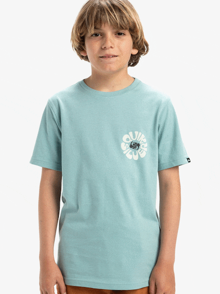 Quiksilver Blue Youth Evo Roads End Short Sleeve Back Print Logo 100% Cotton T-Shirt (AU4995) | €26