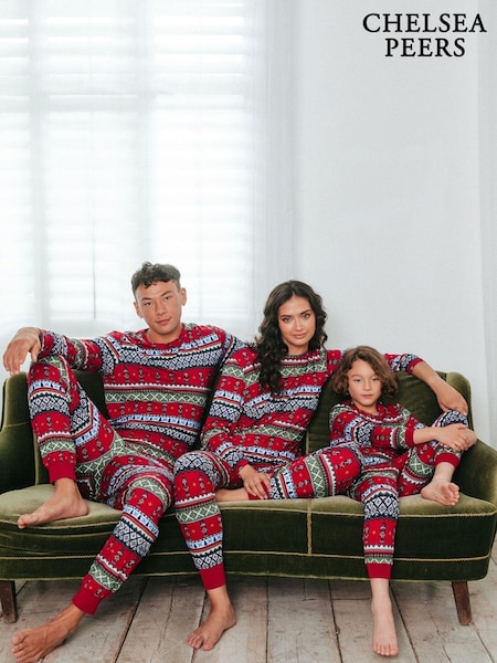 Chelsea Peers Red Christmas Nutcracker Fairisle Pattern Long Pyjamas Set (AU5003) | €23