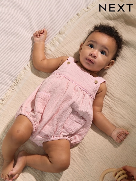 Pink Baby Broderie Romper (0mths-3yrs) (AU5006) | R$ 155 - R$ 175