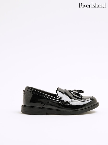 River Island Black Boys Patent Tassel Loafers (AU5064) | €34