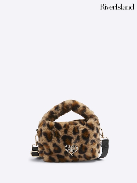 River Island Brown Girls Faux Fur Leopard Top Handle Bag (AU5107) | AED52
