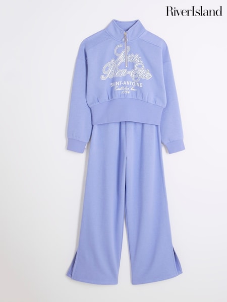 River Island Blue Girls 100% Cotton Half Zip Sweat Top (AU5130) | €43