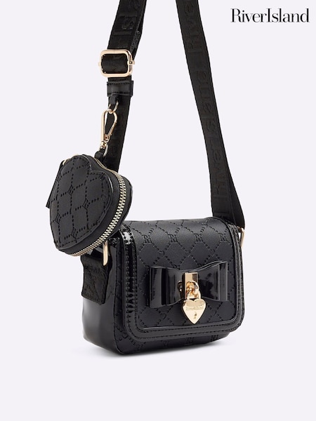 River Island Black Girls Faux Leather Bow Xbody Bag (AU5135) | €26