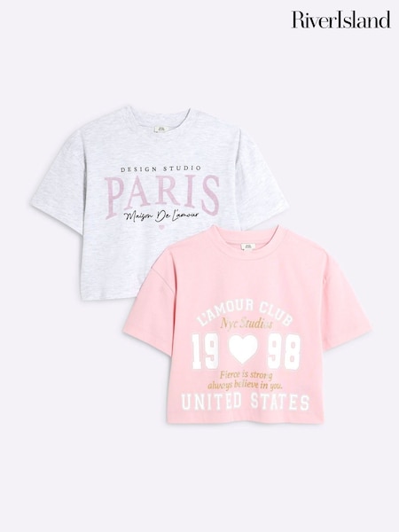 River Island Girls Crop 100% Cotton T-Shirts 2 Pack (AU5165) | 22 €