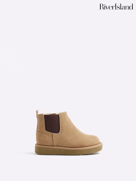 River Island Boys Suedette Faux Fur Lined Chelsea Boots (AU5206) | ‏7 ر.ع.‏