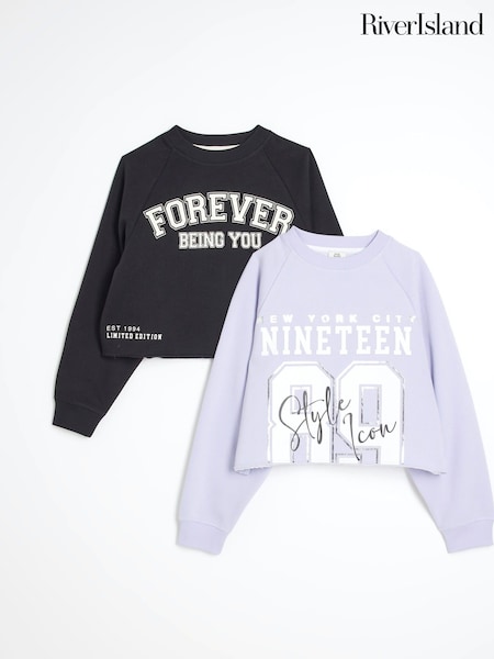 River Island Girls 100% Cotton Raw Hem Sweatshirts 2 Pack (AU5214) | 34 €