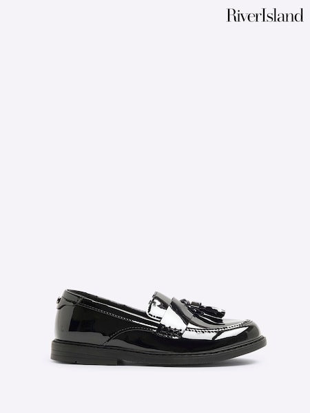 River Island Black Boys Patent Tassel Loafers (AU5226) | 112 zł