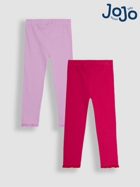 JoJo Maman Bébé Fuchsia Pink 2-Pack Rib Leggings (AU5333) | €29 - €34