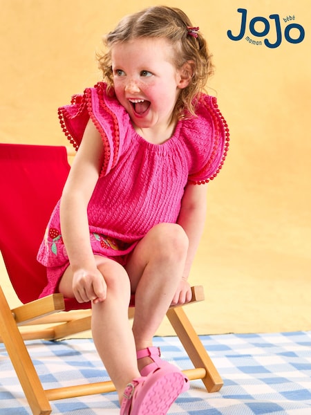 JoJo Maman Bébé Embroidered Frill Sleeve T-Shirt & Shorts Set 2 Piece (AU5345) | 41 € - 46 €