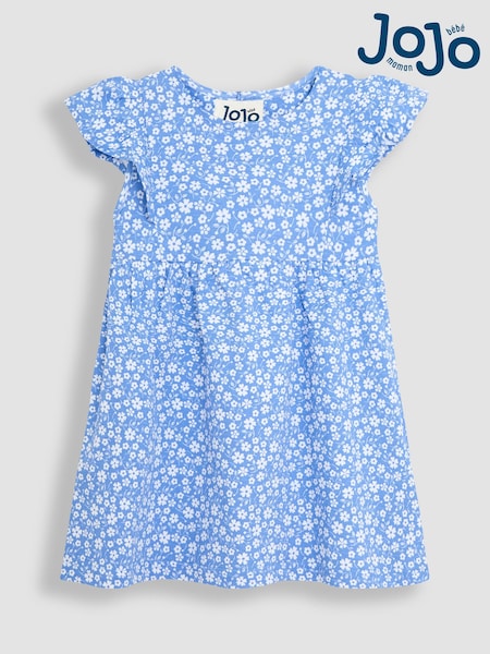 JoJo Maman Bébé Blue Ditsy Floral Print 100% Cotton Dress (AU5350) | €27 - €32