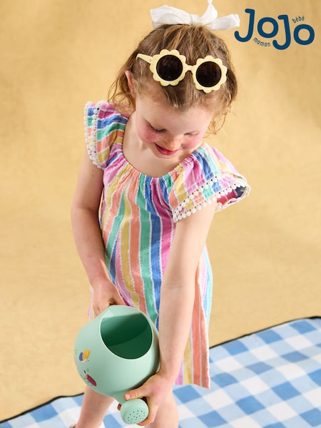 JoJo Maman Bébé Rainbow Stripe Pretty Gathered Playsuit (AU5351) | €37 - €41