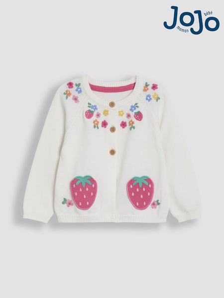 bela žep z našitkom jagod - JoJo Maman Bébé Character 100% Cotton Cardigan (AU5384) | € 34 - € 38