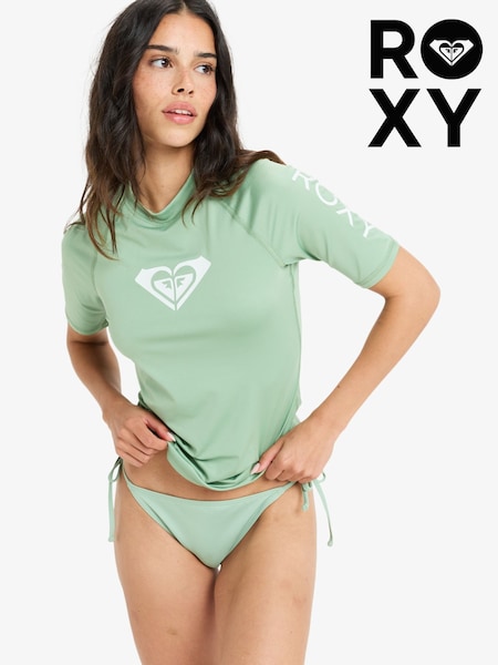 Зеленый - Roxy Wholehearted Short Sleeve Logo Rash Vest (AU5405) | €36