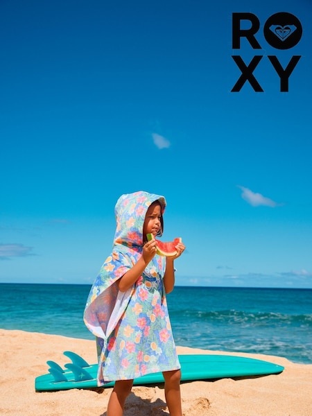 Roxy Blue Floral Print Stay Magical Hooded Poncho 100% Cotton Towel (AU5410) | 1,923 UAH