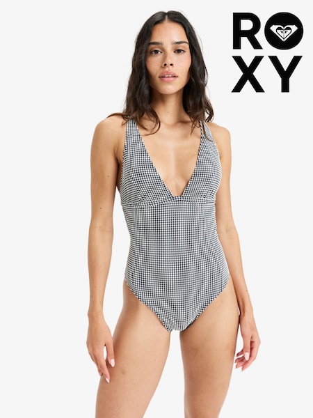 Roxy Black Gingham One Piece Swimsuit (AU5426) | ₪377