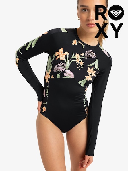Roxy Tropical Print Long Sleeve Swimsuit 1 Piece (AU5442) | 559 LEI