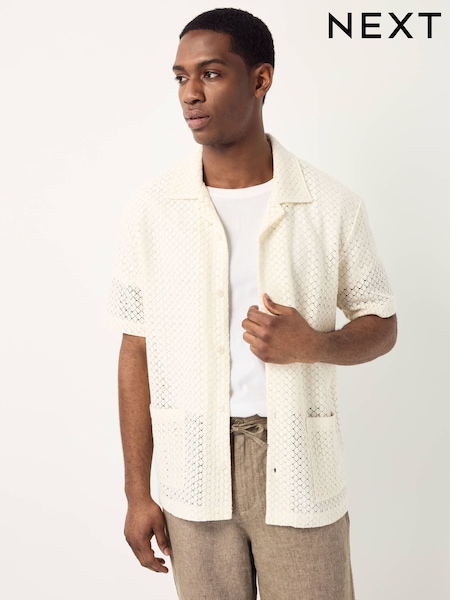 Neutral - Crochet Textured Button Through Shirt (AU5445) | 44 €