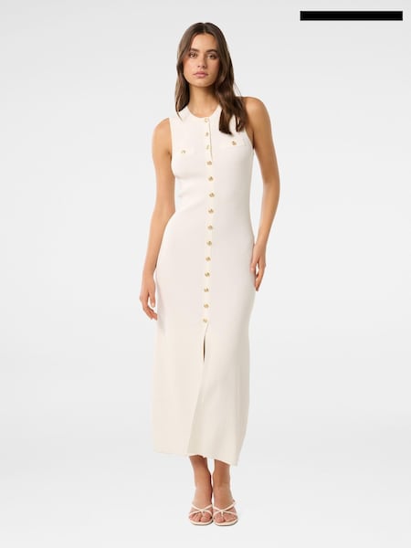 Forever New White Kelly Button Through Knit Dress (AU5488) | €64