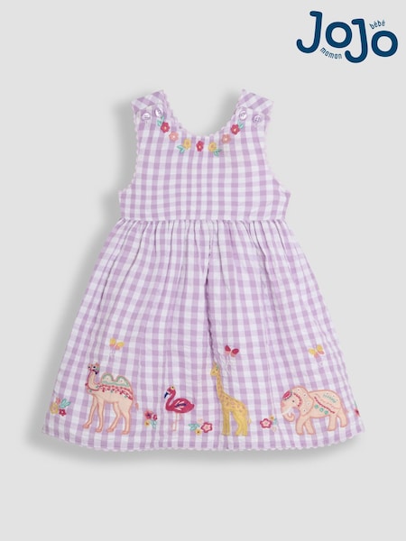 JoJo Maman Bébé Appliqué Seersucker Cross-Back Dress (AU5533) | 41 € - 46 €