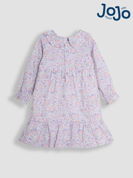 Jojo Maman Bébé Purple Ditsy Floral Tiered Dress (AU5537) | AED141 - AED160