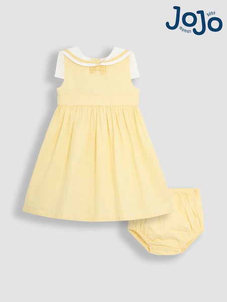 JoJo Maman Bébé Yellow Sailor Stripe Party 100% Cotton Dress (AU5541) | 207 QAR - 240 QAR