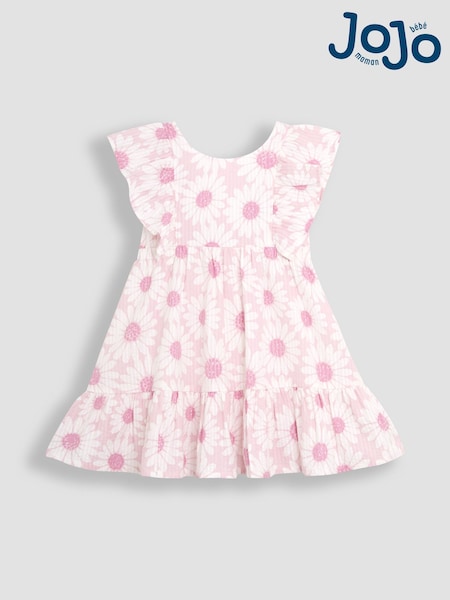 JoJo Maman Bébé Pink Frill Back Summer 100% Cotton Dress (AU5542) | €40 - €45
