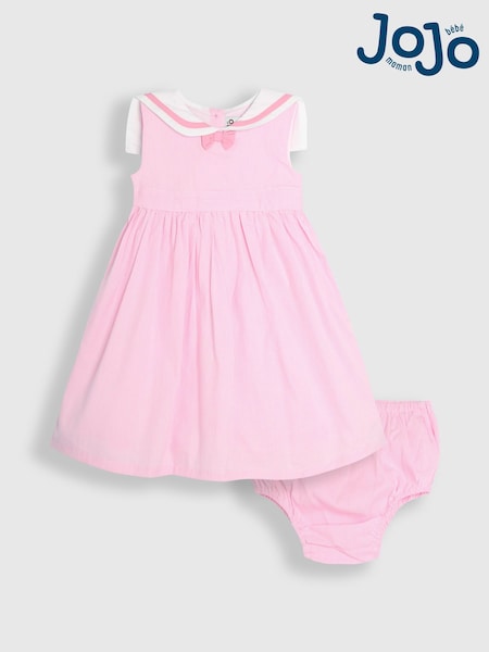 JoJo Maman Bébé Pink Sailor Stripe Party 100% Cotton Dress (AU5547) | 207 QAR - 240 QAR