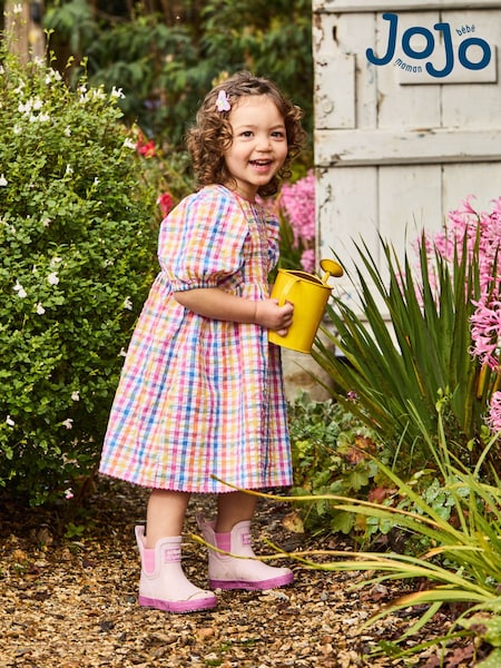 JoJo Maman Bébé Pink Gingham Balloon Sleeve Dress (AU5556) | €38 - €43