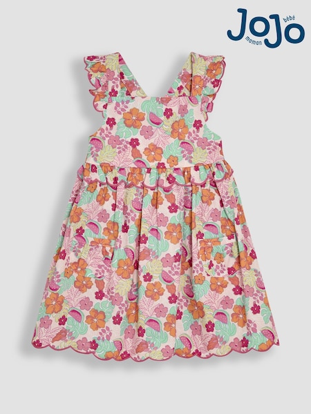 Vaaleanpunainen Jungle Kukallinen Printti; kuvio - Jojo Maman Bébé Kampasimpukka Hem Sun Mekko (AU5564) | €37 - €42