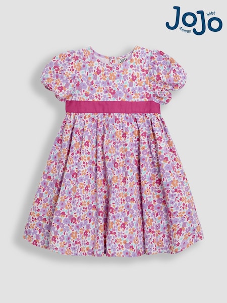JoJo Maman Bébé Pink Floral Puff Sleeve Party Dress (AU5577) | €57 - €67