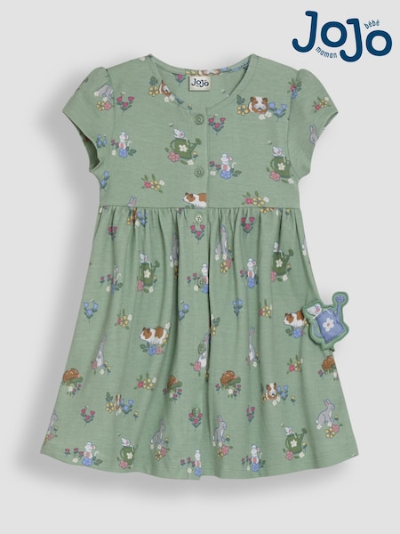 JoJo Maman Bébé Green Guinea Pig Button Through Dress (AU5605) | AED141 - AED160