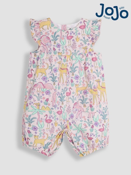 Korallenrosa, tropische Tiere - JoJo Maman Bébé – hübscher Sonnenanzug mit Rüschen an der Schulter (AU5627) | 35 € - 37 €